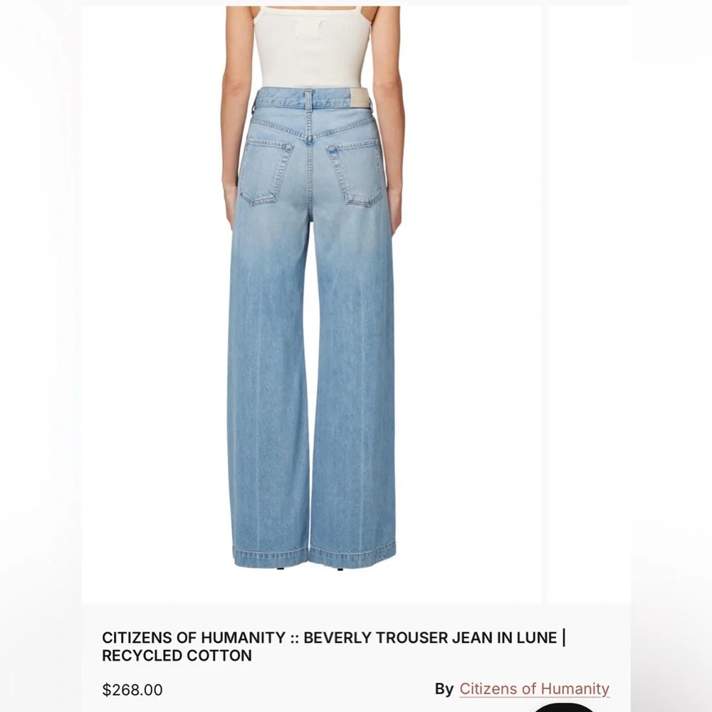 Citizens of Humanity Beverly Jeans Size 30 Wide Leg Denim High Rise NWT - Picture 15 of 15